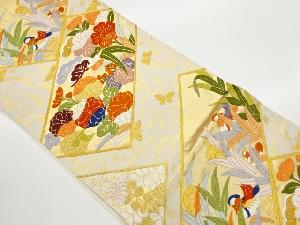 唐織鴛鴦に松・梅・花々模様織出し袋帯